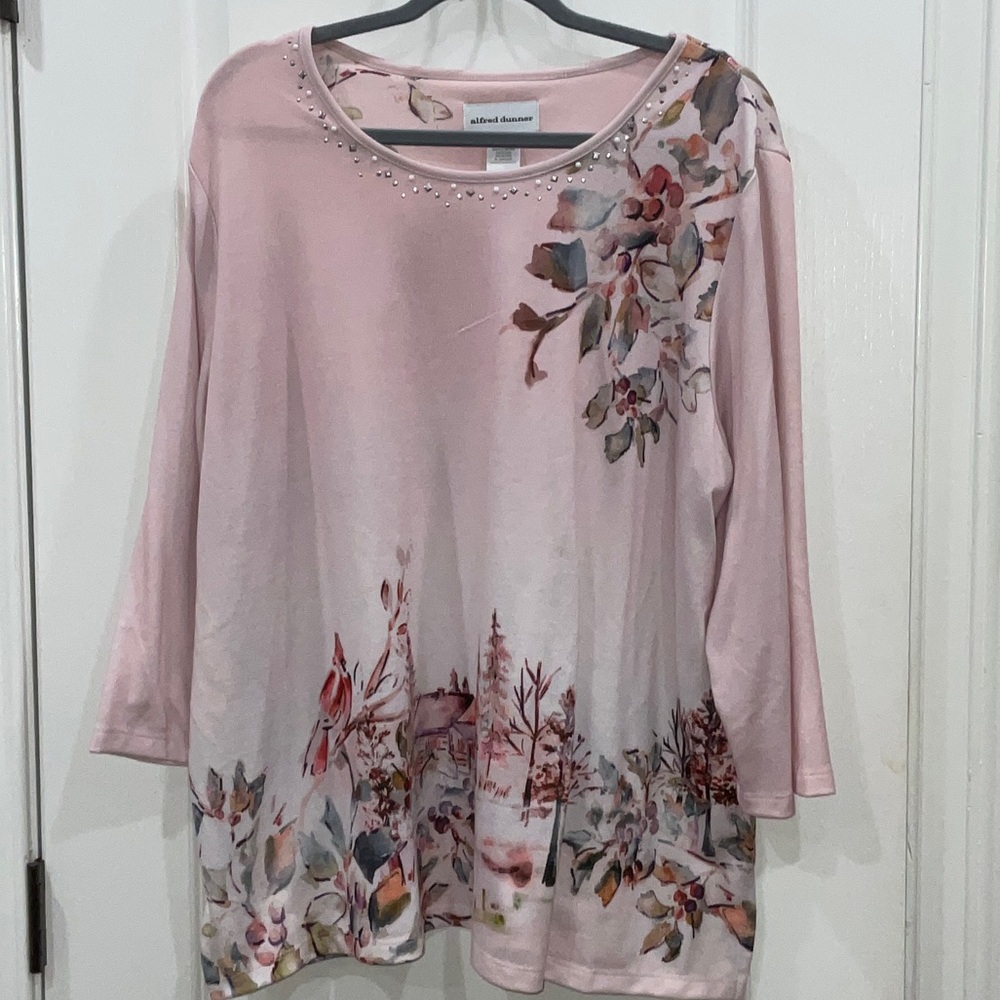 Alfred Dunner Pink Floral Tunic Top